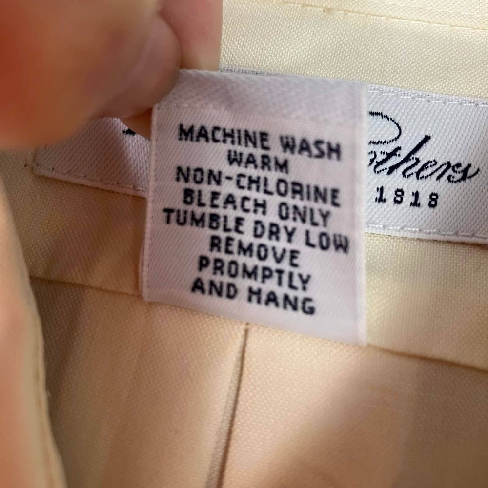 VTG Brooks Brothers Non-Iron Dress Shirt 16.5-34 Mens Cream Cotton Long Sleeve - Picture 3 of 12